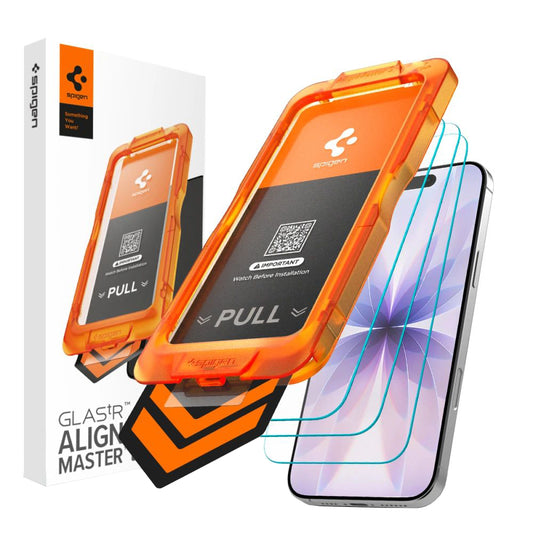 Schutzfolie Spigen GlastR Align Master Slim für Apple iPhone 17, Gehärtetes Glas, Vollverklebung, 3er Set