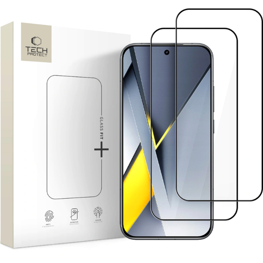 Tech-Protect FIT+ Displayschutzfolie für Xiaomi Poco F8 Ultra, gehärtetes Glas, Full Glue, 2er Set, 2.5D, Schwarz