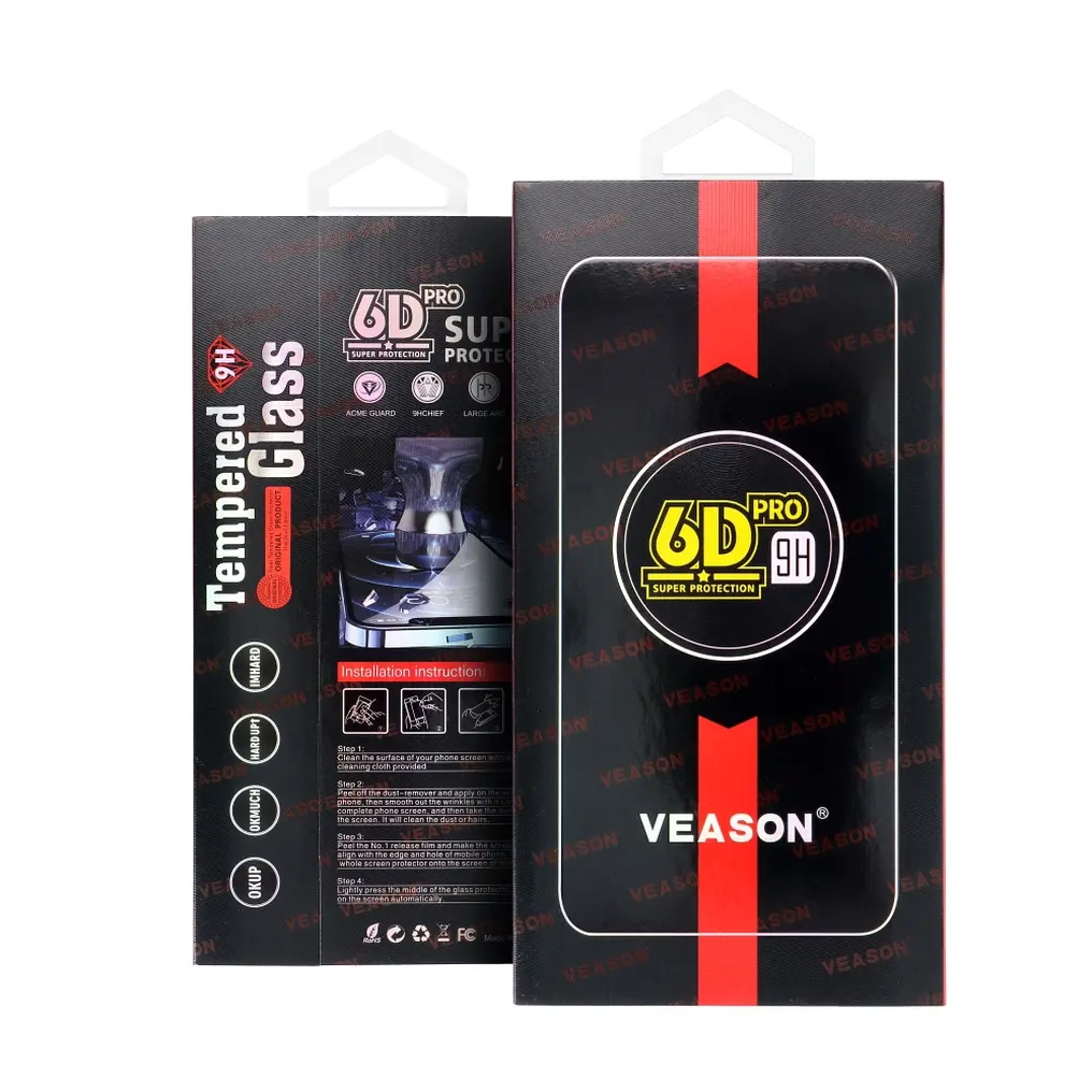 Film de protection d'écran Veason PRO pour Apple iPhone 16 / 15, Verre trempé, Collage complet, 6D, Noir