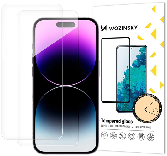 Film de protection d'écran WZK pour Apple iPhone 18 Pro / 17 Pro / 16 Pro, Verre trempé, Collage intégral, Lot de 2 pièces