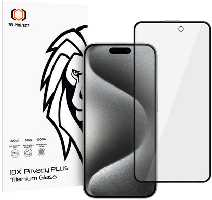 Protection d’écran Privacy Tel Protect 10X Plus Titanium pour Apple iPhone 17 / 16 Pro, verre trempé, adhésif intégral