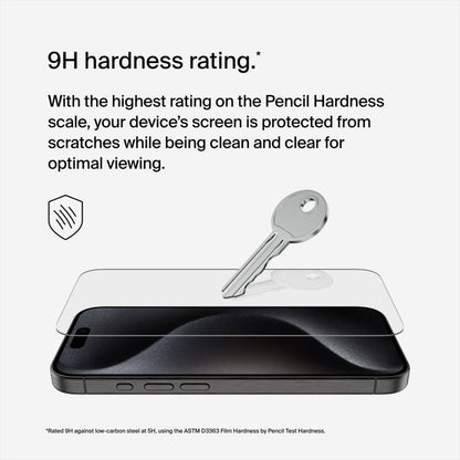 Film de protection d'écran Belkin ScreenForce TemperedGlass pour Apple iPhone 15 Pro, Verre trempé, Full Glue OVA137zz