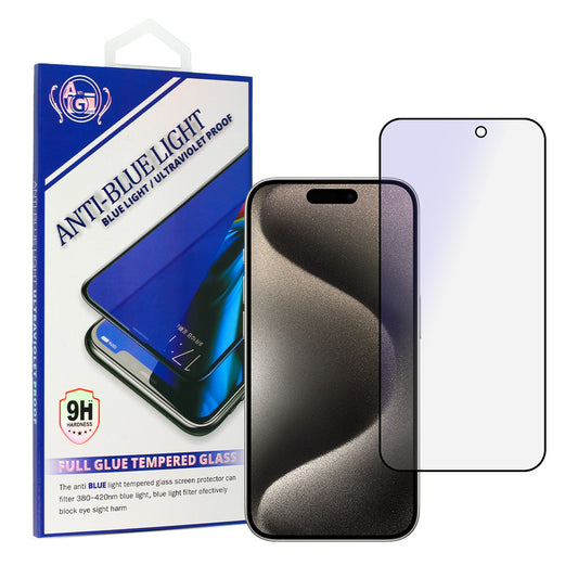 OEM Anti Blue Light Screen Protector for Apple iPhone 16 Pro Max, Shielded Glass, Full Glue, Black