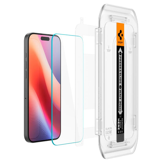Schutzfolie Spigen GlastR EZ FIT für Apple iPhone 17 Pro / 17 / 16 Pro, gehärtetes Glas, Vollkleber, Set mit 2 Stück