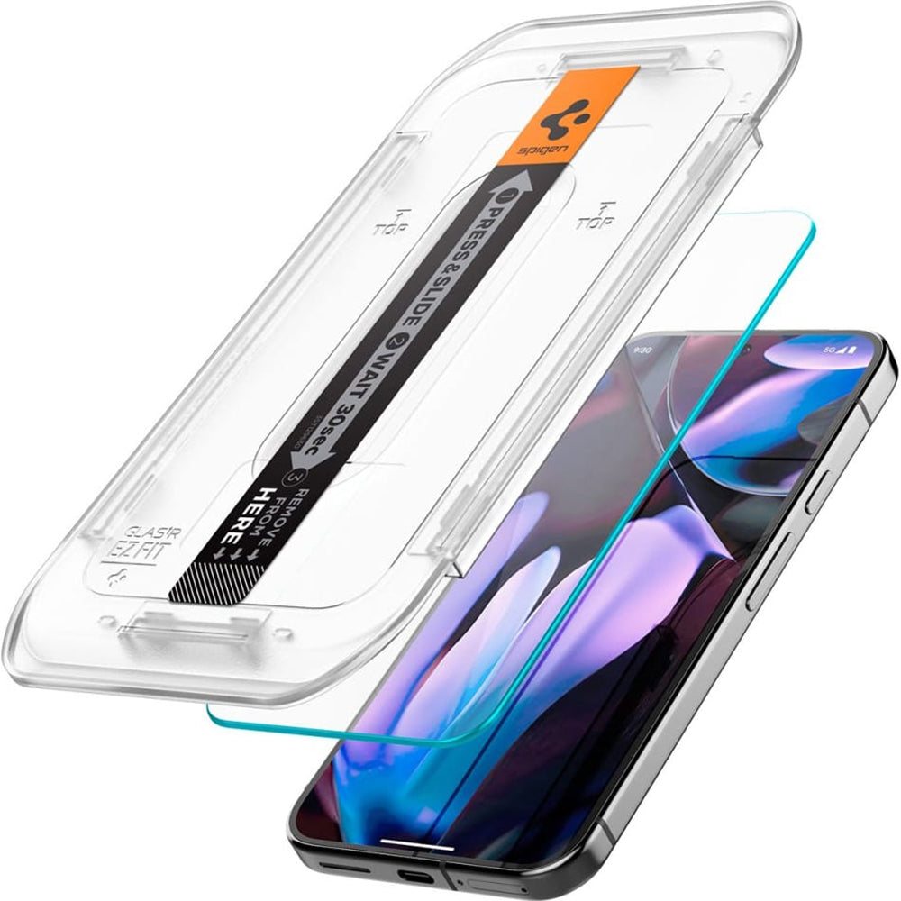Film de protection écran Spigen GlastR EZ FIT pour Google Pixel 9 Pro XL, Verre Trempé, Full Glue, Lot de 2 pièces