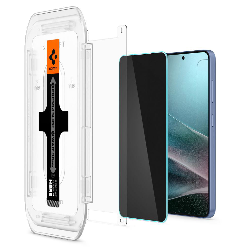 Privacy-Schutzfolie Spigen GlastR EZ FIT HD für Samsung Galaxy S25 S931 / S24 S921, gehärtetes Glas, Vollkleber, 2er-Set