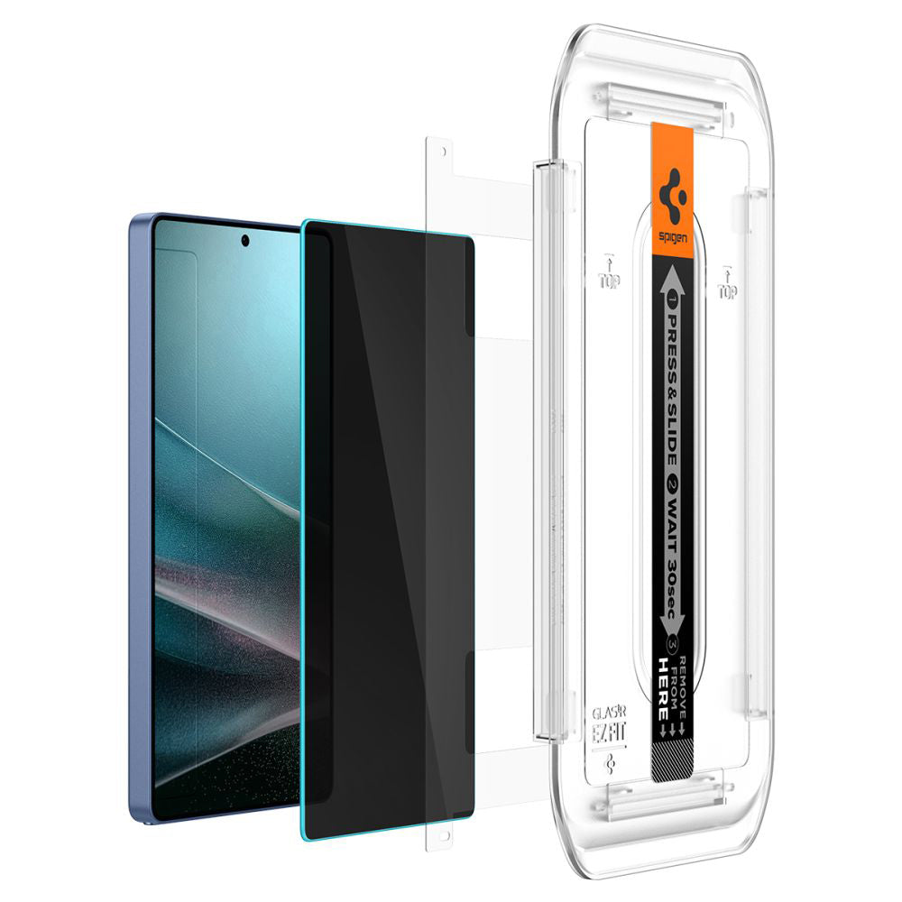 Privacy-Schutzfolie Spigen GlastR EZ FIT HD für Samsung Galaxy S25 Ultra S938, gehärtetes Glas, Vollkleber, 2er-Set AGL09335