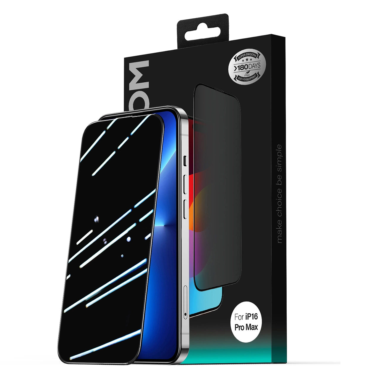 Film de protection d'écran Privacy Joyroom JR-MLG0280 pour Apple iPhone 16 / 15, Verre Trempé, Full Glue, 2.5D