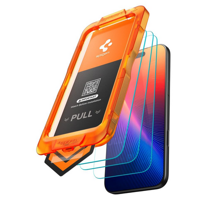 Film de protection écran Spigen GlastR Align Master Slim pour Apple iPhone 17, Verre Trempé, Full Glue, Set 3 pièces AGL10484