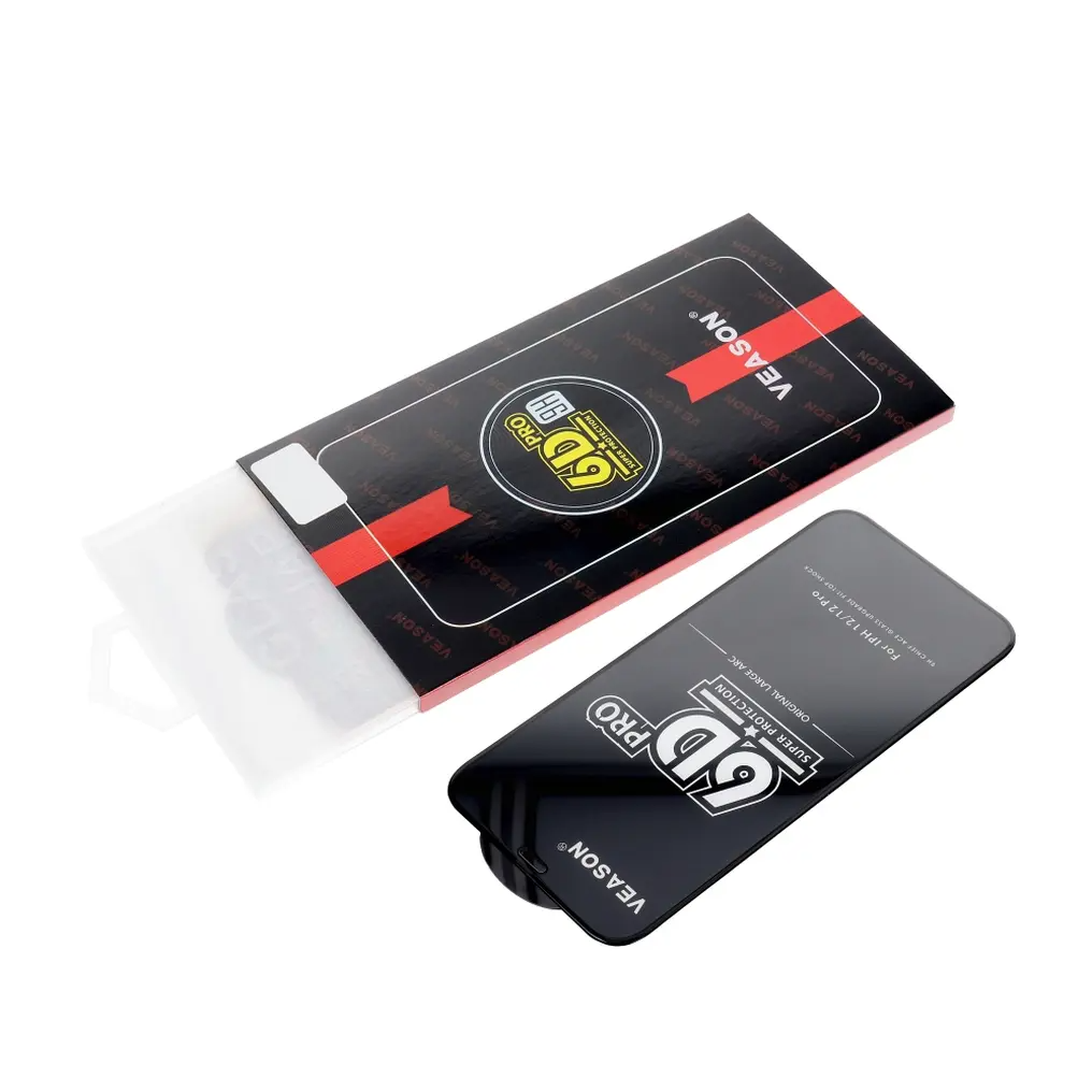 Film de protection d'écran Veason PRO pour Apple iPhone 16 / 15, Verre trempé, Collage complet, 6D, Noir