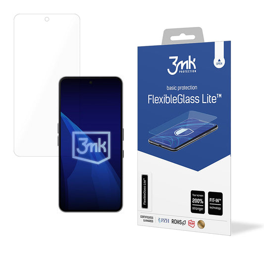 Film de protection d'écran 3MK FlexibleGlass Lite pour Nothing Phone (3a) / Phone (3a) Pro, Verre Flexible, Collage Complet
