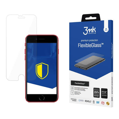 Film de protection d'écran 3MK FlexibleGlass pour Apple iPhone SE (2022) / SE (2020) / 8 / 7, Verre Flexible, Collage Complet