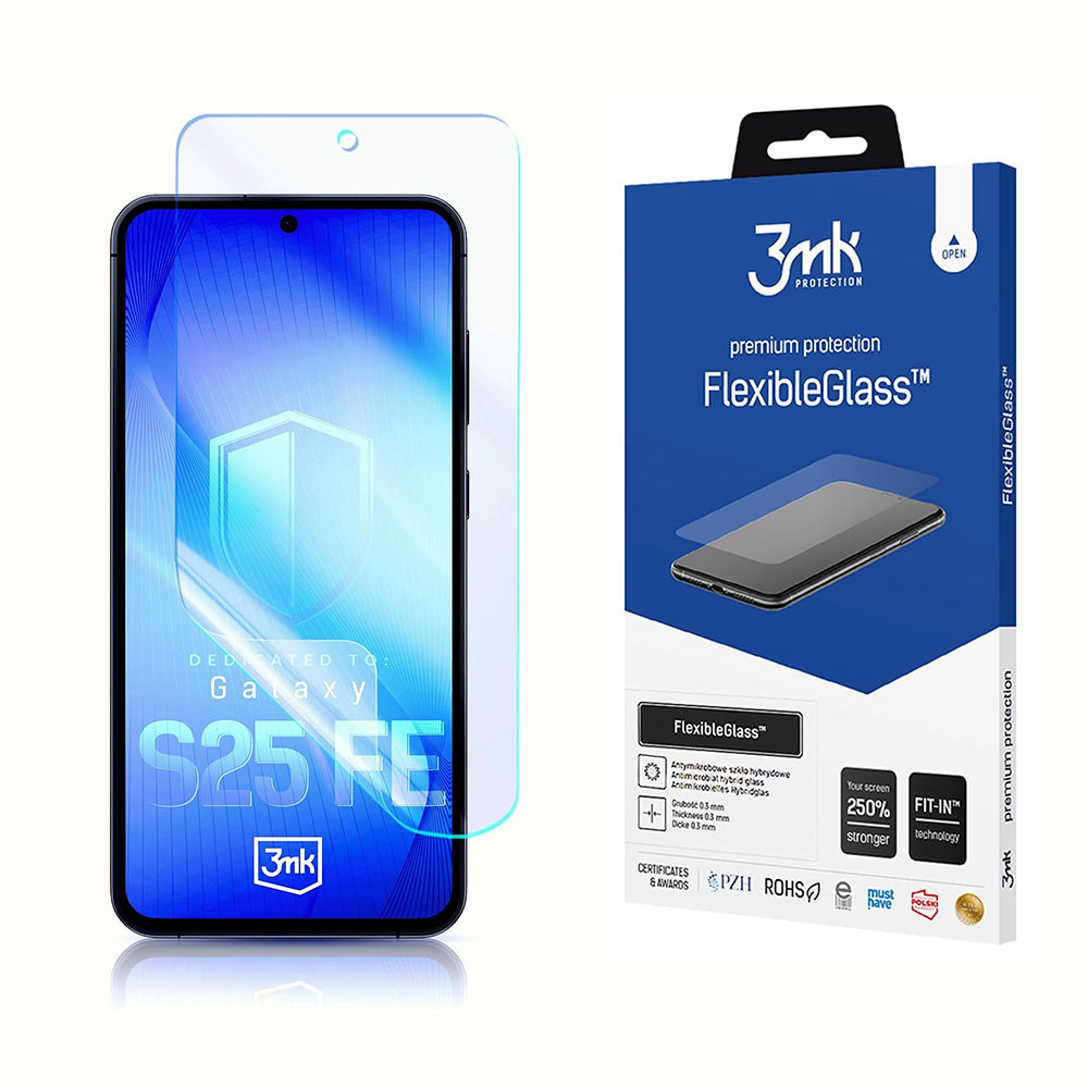 Film de protection d'écran 3MK FlexibleGlass pour Samsung Galaxy S25 FE, Verre Flexible, Full Glue