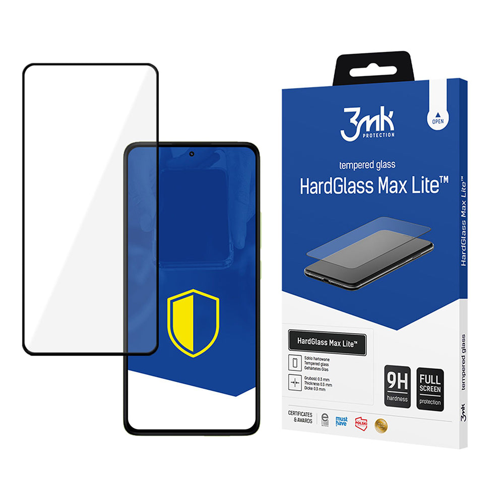 Film de protection d'écran 3MK HardGlass Max Lite pour Xiaomi Redmi Note 14 Pro 4G / Note 14 Pro+ 5G, Verre trempé, Collage intégral, Noir