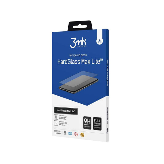 3MK HardGlass Max Lite Displayschutzfolie für Xiaomi Redmi Note 14 Pro 4G / Note 14 Pro+ 5G, Sicherheitsglas, Vollkleber, Schwarz