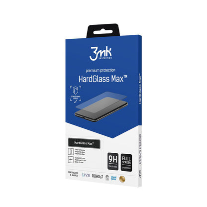 Film de protection d'écran 3MK HardGlass Max pour Apple iPhone 16 Pro, Verre trempé, Collage intégral, Noir