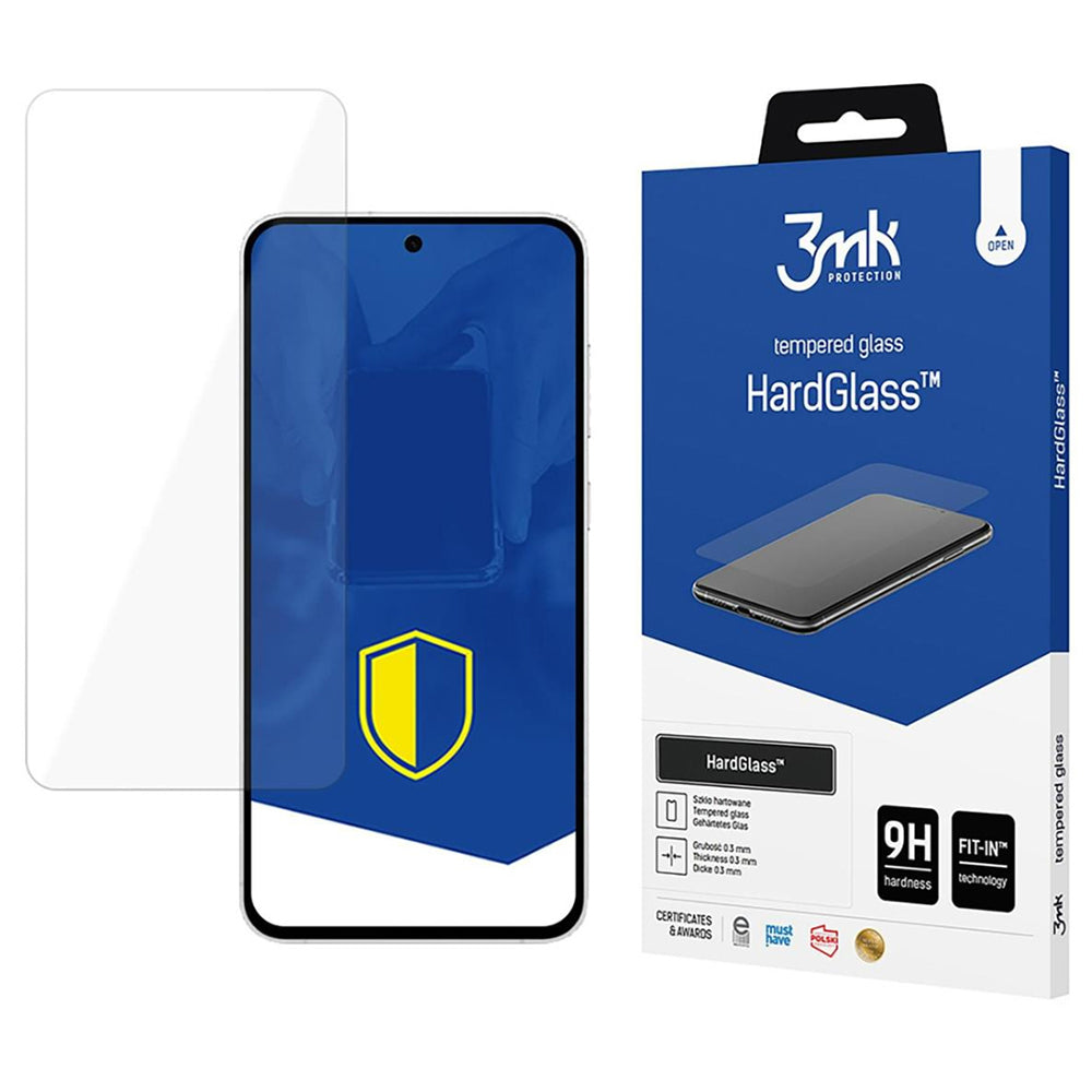 3MK HardGlass Displayschutzfolie für Samsung Galaxy S24 FE S721, Sicherheitsglas, Vollkleber