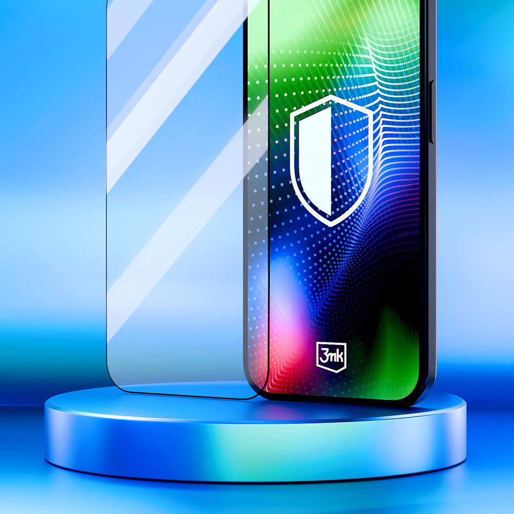 Schutzfolie 3MK Hardy Ultra für Apple iPhone 17 / 16 Pro, gehärtetes Glas, Full Glue, Schwarz