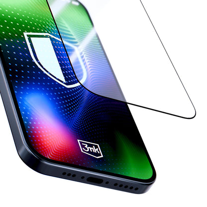 Schutzfolie 3MK Hardy Ultra für Apple iPhone 17 / 16 Pro, gehärtetes Glas, Full Glue, Schwarz