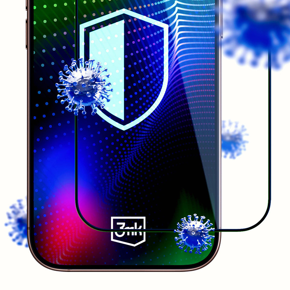Schutzfolie 3MK Hardy Ultra für Apple iPhone 17 / 16 Pro, gehärtetes Glas, Full Glue, Schwarz
