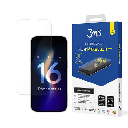 3MK Silver Protect+ Displayschutzfolie für Apple iPhone 16 Pro, Kunststoff