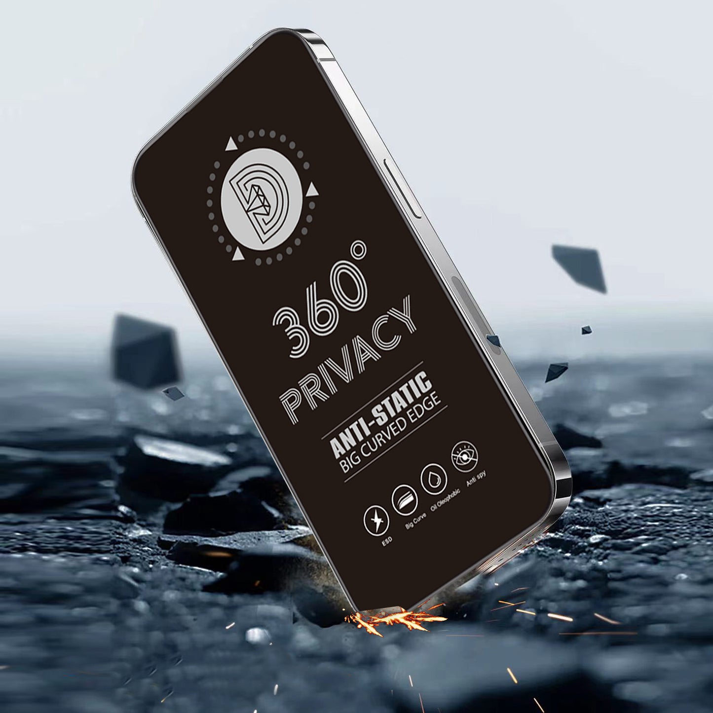 Film de protection d'écran Privacy OEM 360 pour Samsung Galaxy A37 5G, Verre trempé, Full Glue
