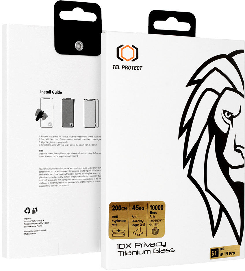 Tel Protect 10X Plus Titanium Privacy-Displayschutzfolie für Samsung Galaxy S25 Ultra S938, gehärtetes Glas, Full Glue