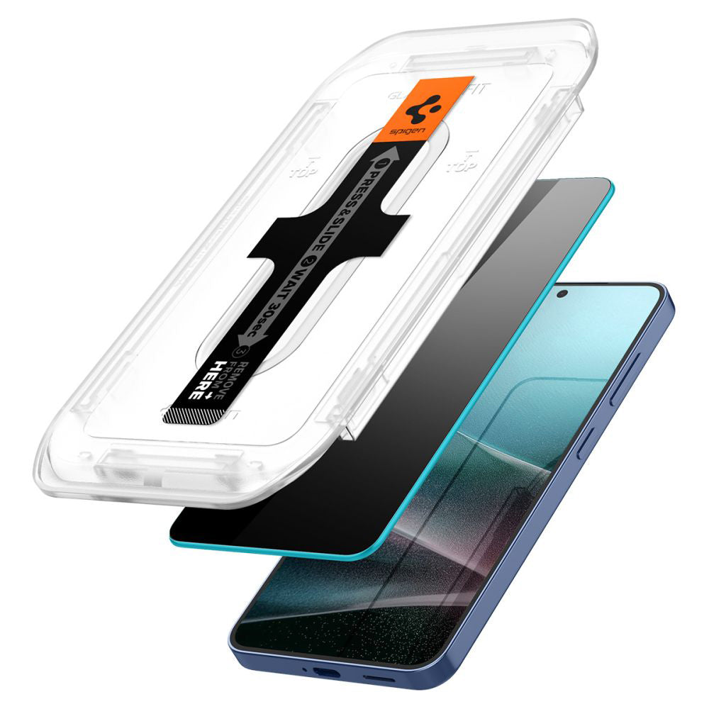 Privacy-Schutzfolie Spigen GlastR EZ FIT HD für Samsung Galaxy S25 S931 / S24 S921, gehärtetes Glas, Vollkleber, 2er-Set
