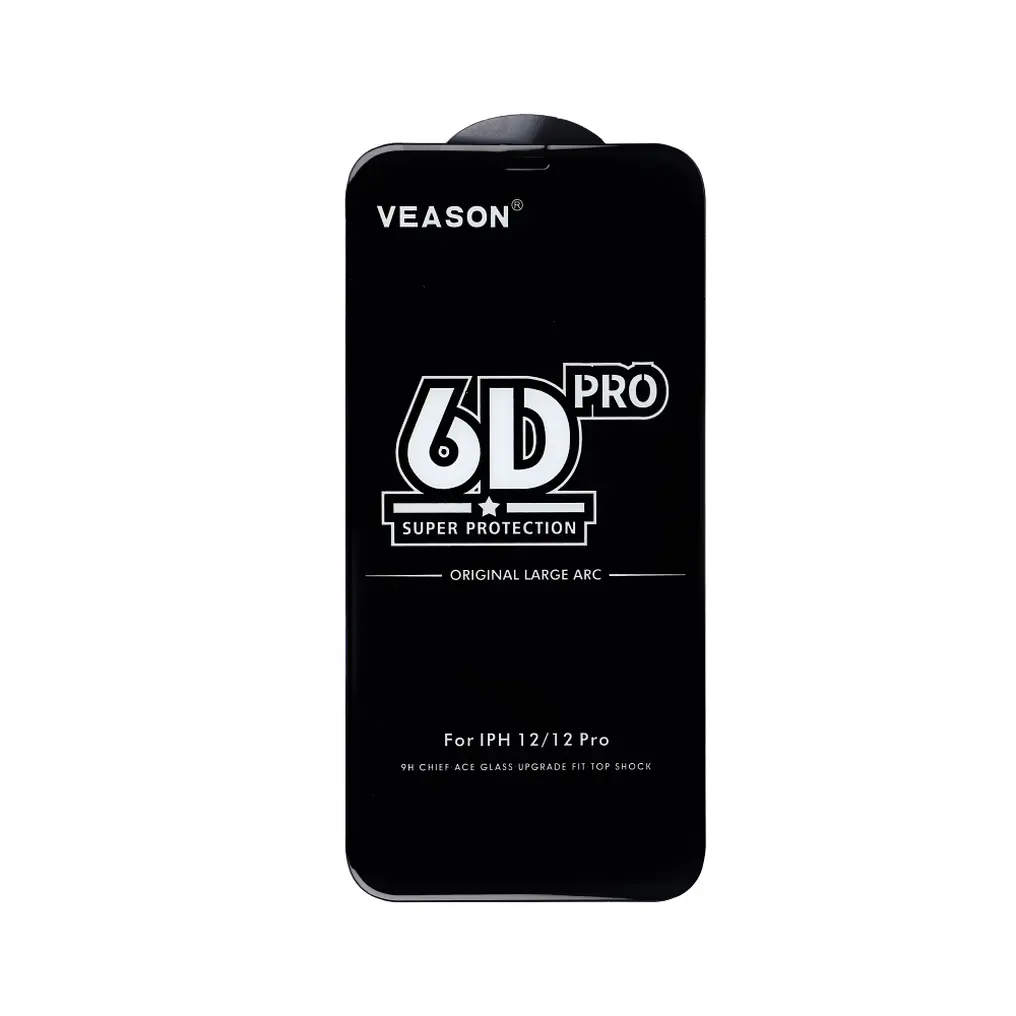 Film de protection d'écran Veason PRO pour Apple iPhone 16 / 15, Verre trempé, Collage complet, 6D, Noir