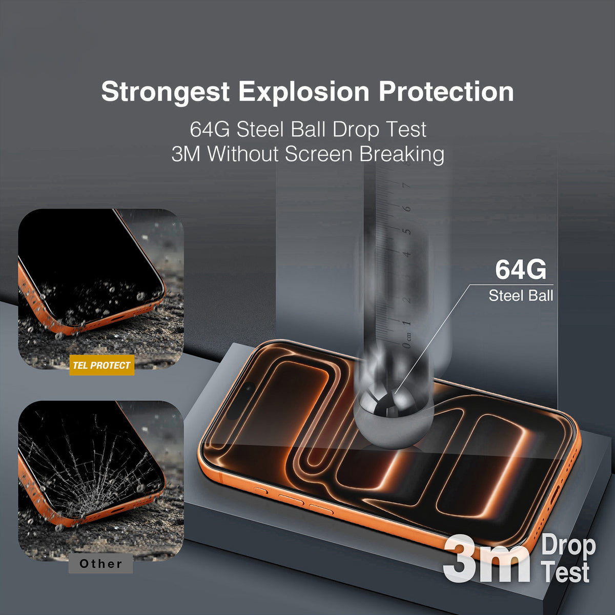 Protection d’écran Tel Protect 10X HD DLC Diamond Coating pour Apple iPhone 18 Pro Max / 17 Pro Max, verre trempé, adhésif intégral, noir