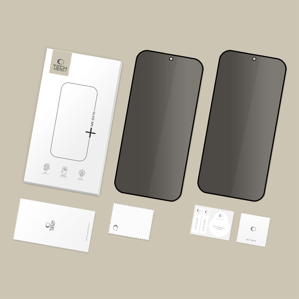 Schutzfolie Privacy Tech-Protect Spy+ für Samsung Galaxy S26 S942, gehärtetes Glas, Full Glue, Set mit 2 Stück
