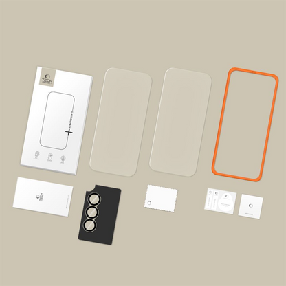 Film de protection Écran et Caméra Arrière Tech-Protect Quick Set+ pour Samsung Galaxy A57 5G, Verre Trempé, Full Glue, Set de 3 pièces