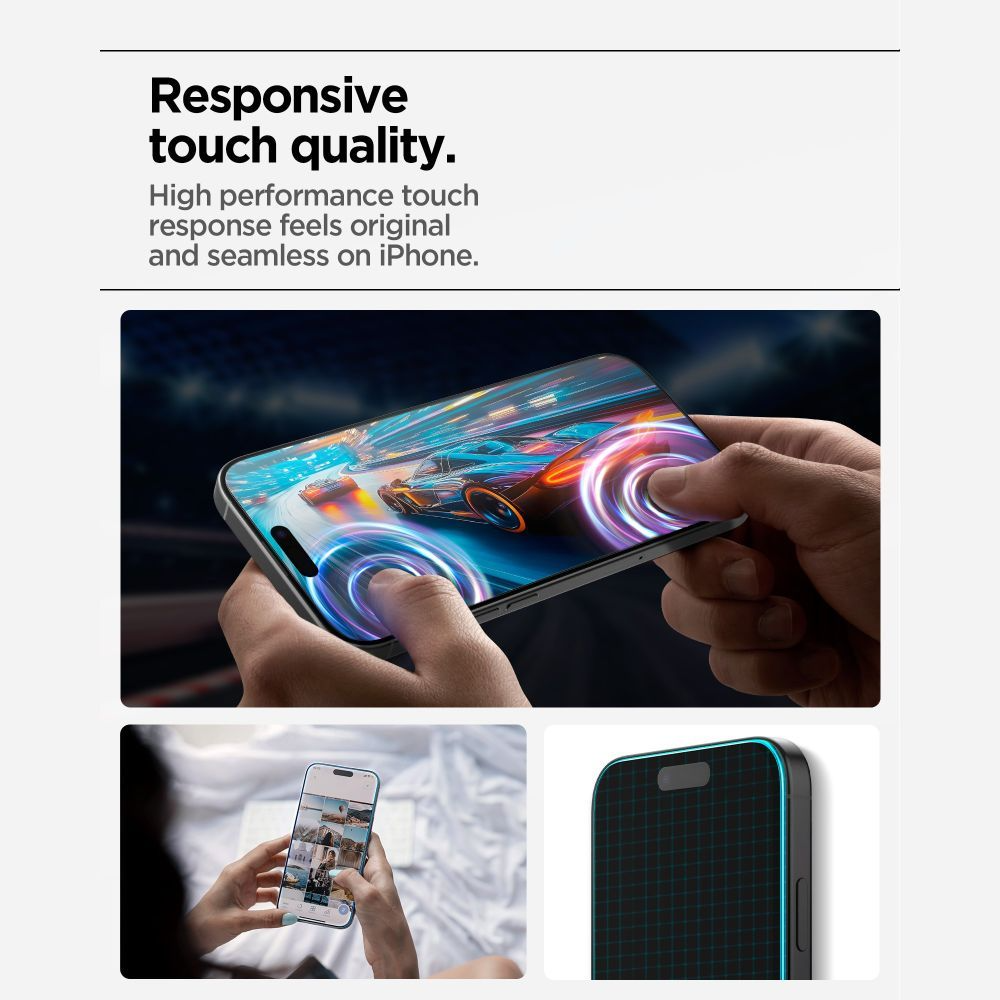 Film de protection écran Spigen GlastR Align Master Slim pour Apple iPhone 17, Verre Trempé, Full Glue, Set 3 pièces AGL10484