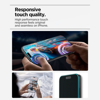 Schutzfolie Spigen GlastR Align Master Slim für Apple iPhone 17 Pro Max, Gehärtetes Glas, Vollkleber, Set 3 Stück AGL10099