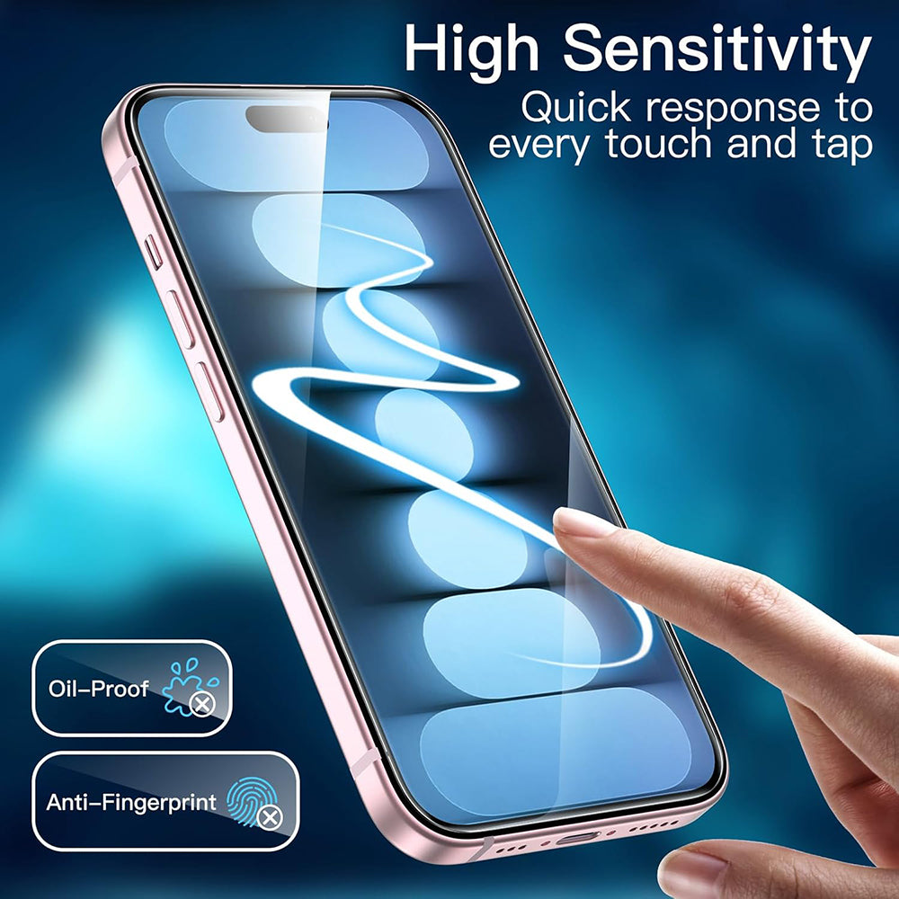 Anank 1X Reinforced Screen Protector for Apple iPhone 16 Pro, Tempered Glass, Full Glue, 3D, Set of 10 pieces