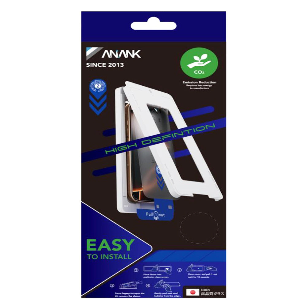 Anank 2X Verstärkte Displayschutzfolie für Apple iPhone 15 Pro, Sicherheitsglas, Vollkleber, 2.5D, Schwarz