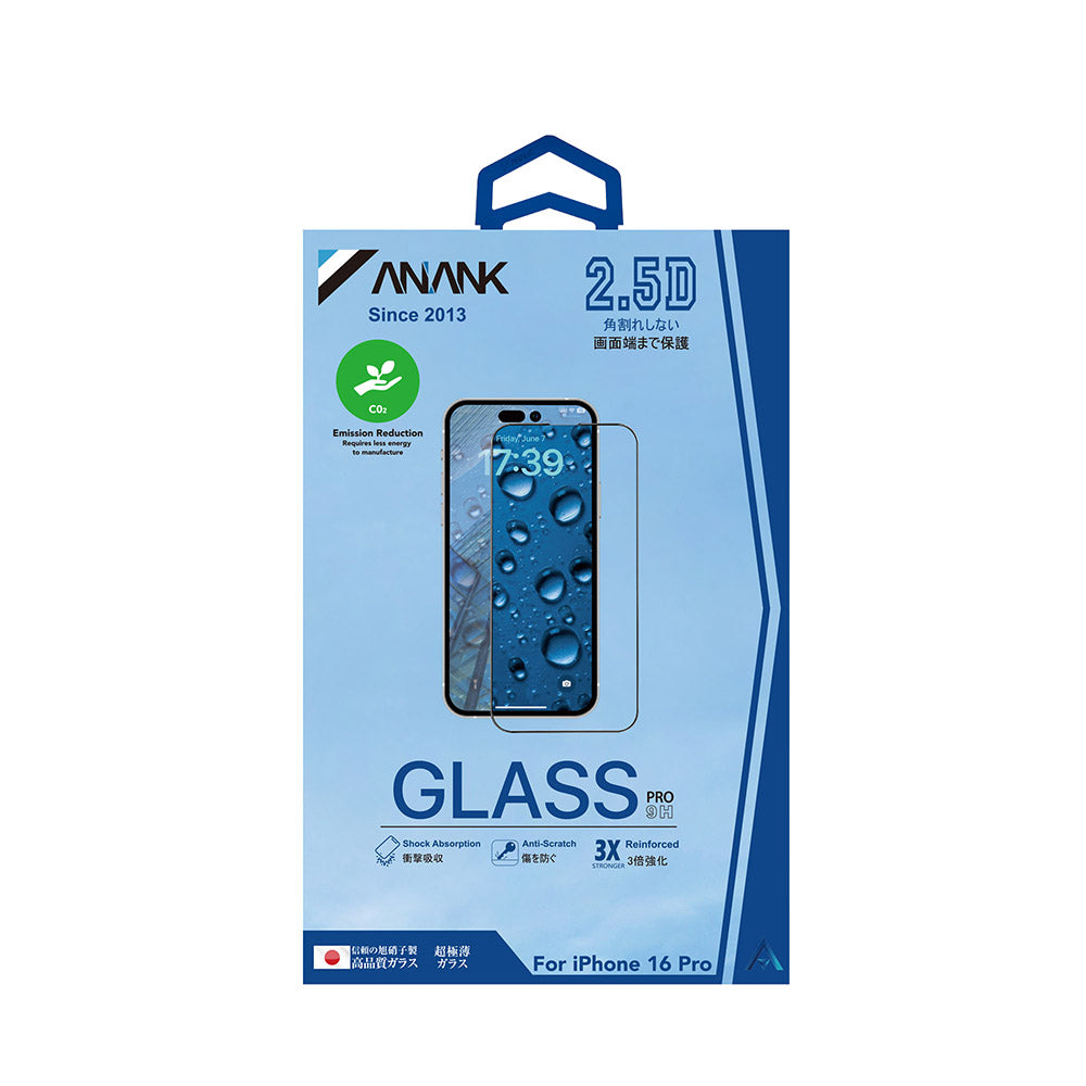 Anank 3X Verstärkte Displayschutzfolie für Apple iPhone 16, Sicherheitsglas, Vollkleber, 2.5D, Schwarz