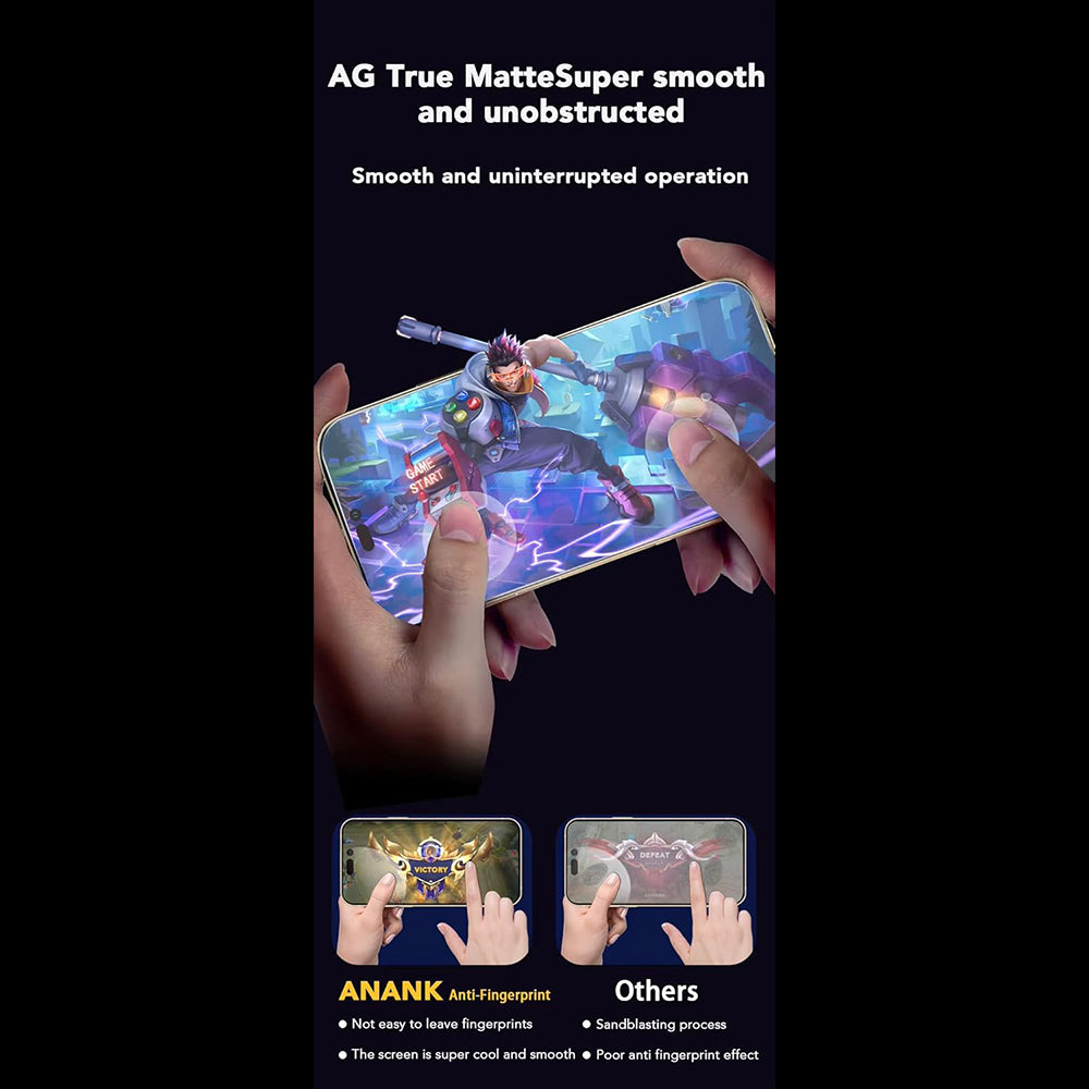 Anank Anti-Fingerprint Screen Protector Film for Apple iPhone 14 Pro Max, Tempered Glass, Full Glue, 2.5D, Black