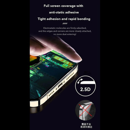 Anank Anti-Fingerprint Screen Protector Film for Apple iPhone 14 Pro Max, Tempered Glass, Full Glue, 2.5D, Black