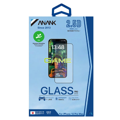 Film de protection d'écran Anank Anti-empreintes pour Apple iPhone 17e / 16e / 14 / 13 Pro, Verre trempé, Collage complet, 2.5D, Noir