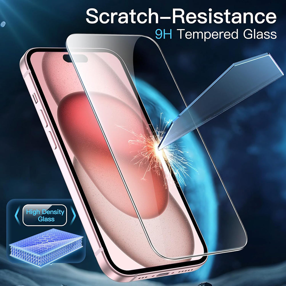 Film de protection d'écran Anank pour Apple iPhone 15, Verre trempé, Collage complet, 3D, Lot de 10 pièces