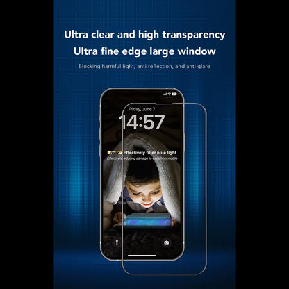 Film de protection écran Anti Lumière Bleue Anank 3X Renforcé pour Apple iPhone 16 Pro, Verre Trempé, Collage Complet, 2.5D, Noir