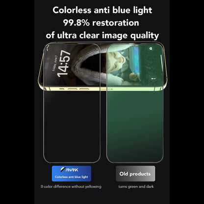 Anti-Blue-Light-Schutzfolie Anank für Apple iPhone 15 Pro Max, gehärtetes Glas, Full Glue, 2.5D, Schwarz