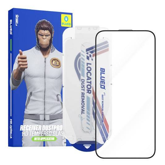 Film de protection écran Blueo Anti-Poussière HD Applicator Pro pour Apple iPhone 15 Pro Max, Verre Trempé, Collage Complet, Noir