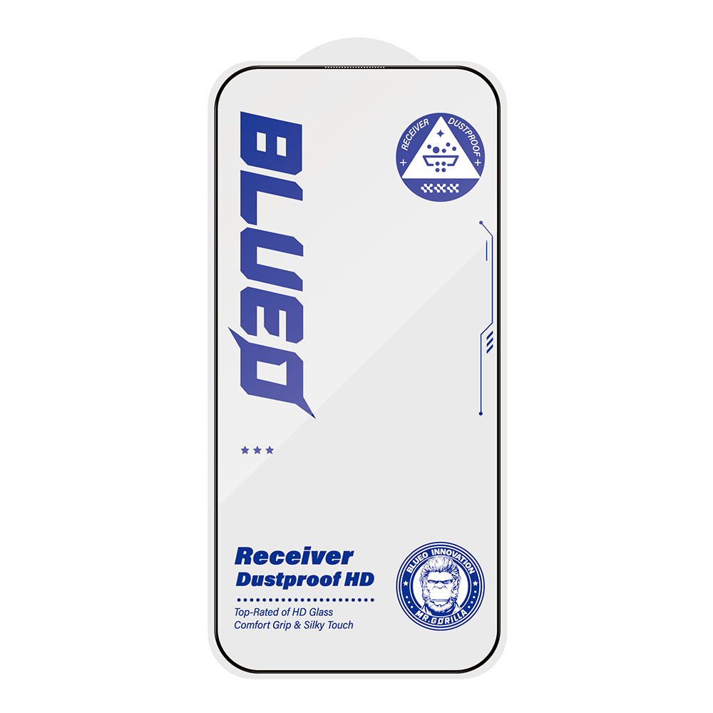 Blueo Anti-Dust HD Displayschutzfolie für Apple iPhone 16 Pro, gehärtetes Glas, Vollkleber, Schwarz