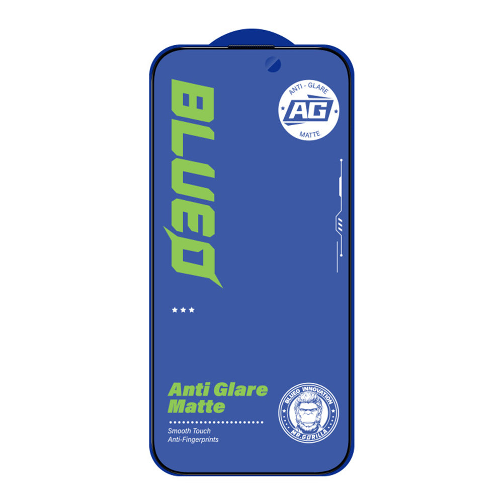 Film de protection d'écran Blueo Anti-Reflet pour Apple iPhone 16 / 15, Verre Trempé, Collage Complet, Noir