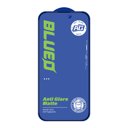 Film de protection d'écran Blueo Anti-Reflet pour Apple iPhone 16 Plus / 15 Plus, Verre Trempé, Collage Complet, Noir