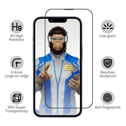 Blueo Anti-Reflective HD Screen Protector Film with Pro Applicator for Apple iPhone 14 Pro Max, Tempered Glass, Full Glue, Black