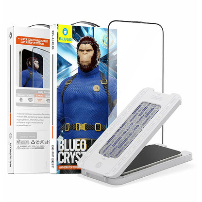 Blueo Crystal Anti-Kratz Schutzfolie mit Applikator für Apple iPhone 16 Pro Max, gehärtetes Glas, Vollkleber, Schwarz