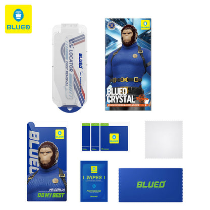 Blueo Crystal Anti-Kratz Schutzfolie mit Applikator für Apple iPhone 16 Pro Max, gehärtetes Glas, Vollkleber, Schwarz